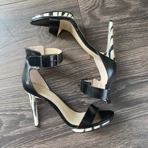 Zebra strappy heels